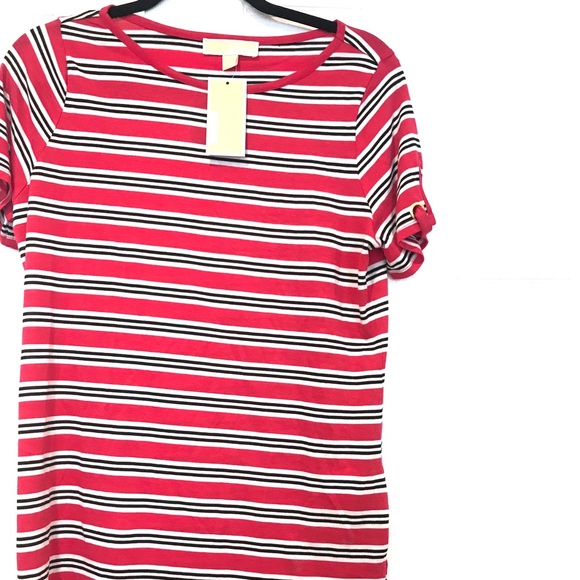 Michael Kors Tops Nwt Michale Kors Womens Pink Striped Tee Shirt